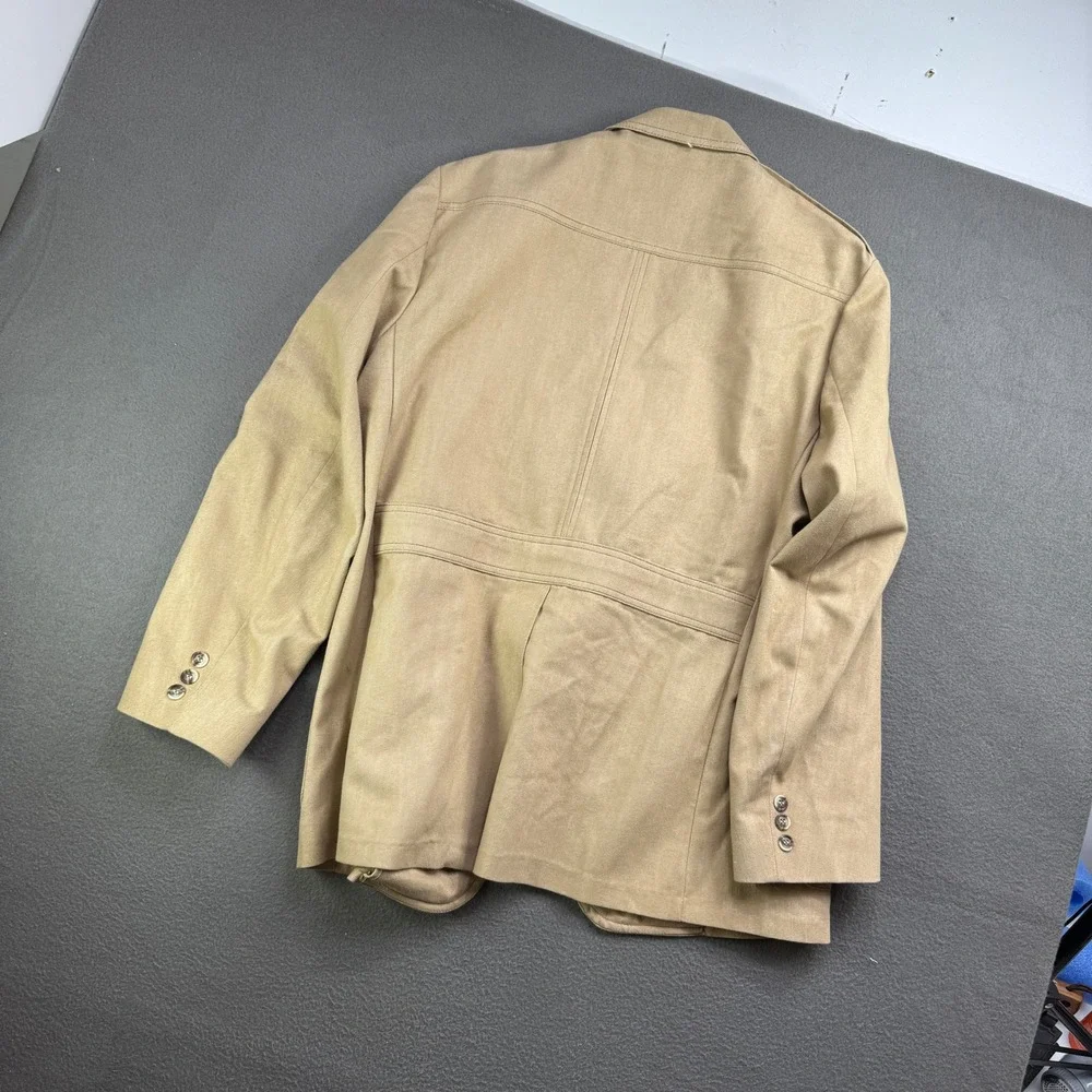 Vintage Lee Separate Lees Blazer Mens 46R Cream Blend‎ Safari Sport Coat